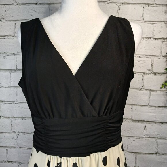 WOMENS JESSICA HOWARD AFTER 5 BLACK AND WHITE SLEEVELESS V-NECK DRESS, SIZE 10P - Picture 7 of 9